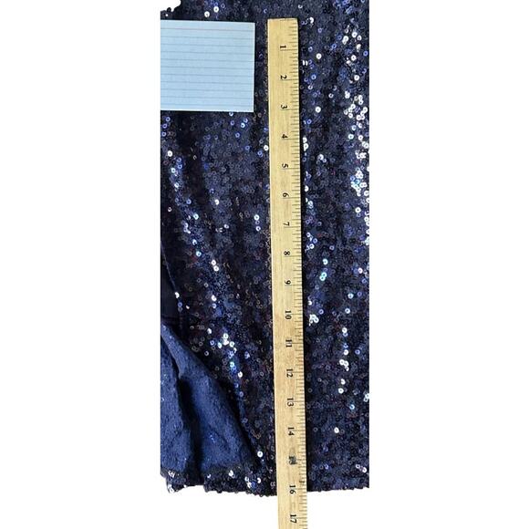 Badgley Mischka Split Leg Long-Sleeve Blue Sequined Dress 0 - Picture 3 of 7